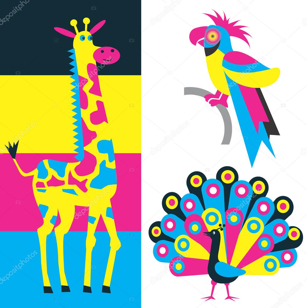 Exotic animals and print colors