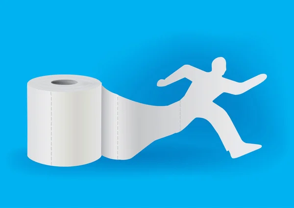 Wc-papier met het runnen van man — Stockvector