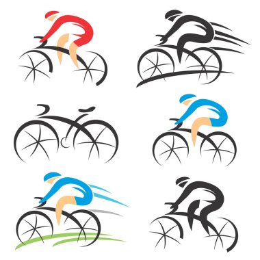 Icons with stylized cyclist