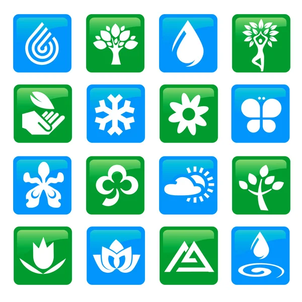 Nature and water icons buttons — Stock Vector