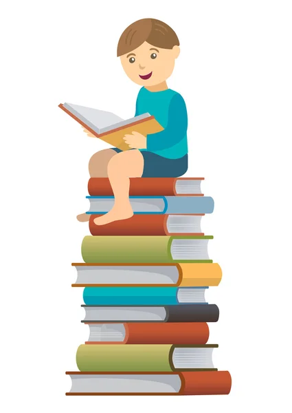 Kleine jongen lezer — Stockvector