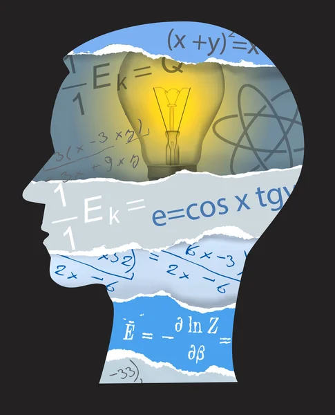 Matemáticas física estudiante silueta — Archivo Imágenes Vectoriales