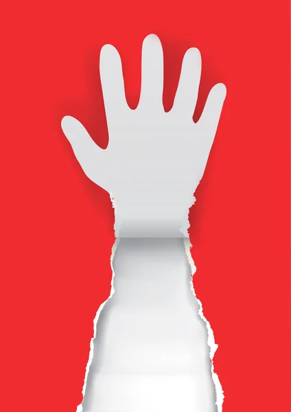 Arrêt geste main avec papier déchiré — Image vectorielle