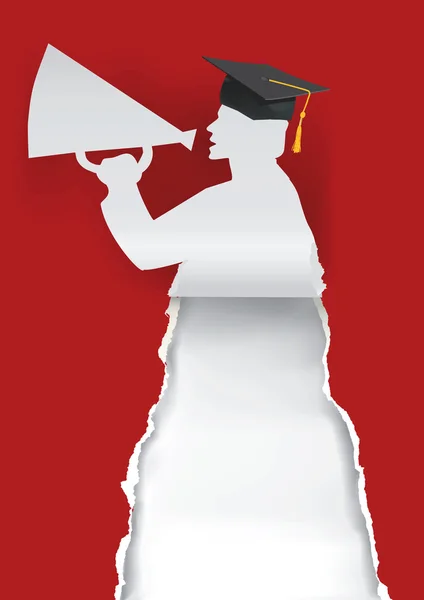 Paper Graduate with megaphone Stock Vector