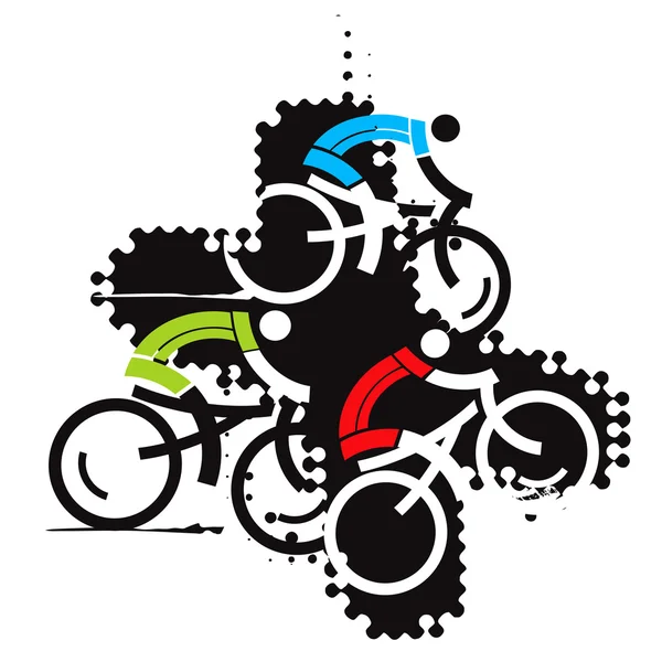 Cyclist icons on the grunge background — Stock Vector