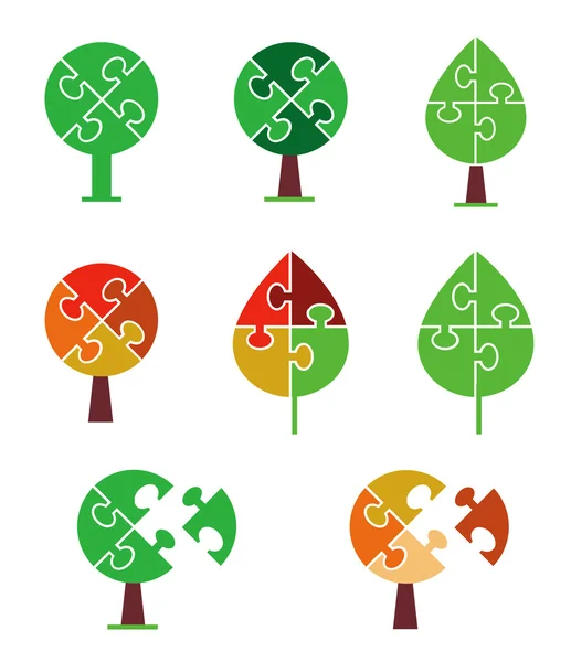 Puzzle Tree icons — Stock Vector