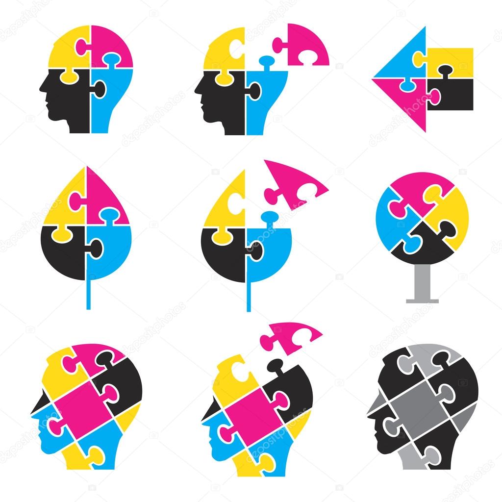 Color print puzzle icons