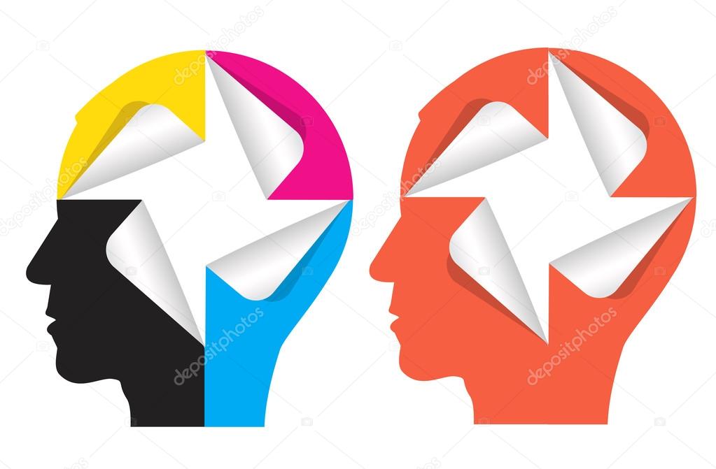 Paper human head silhouette with stickers