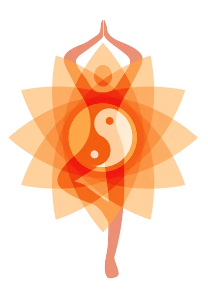 Posición de yoga en el fondo de lotos — Vector de stock