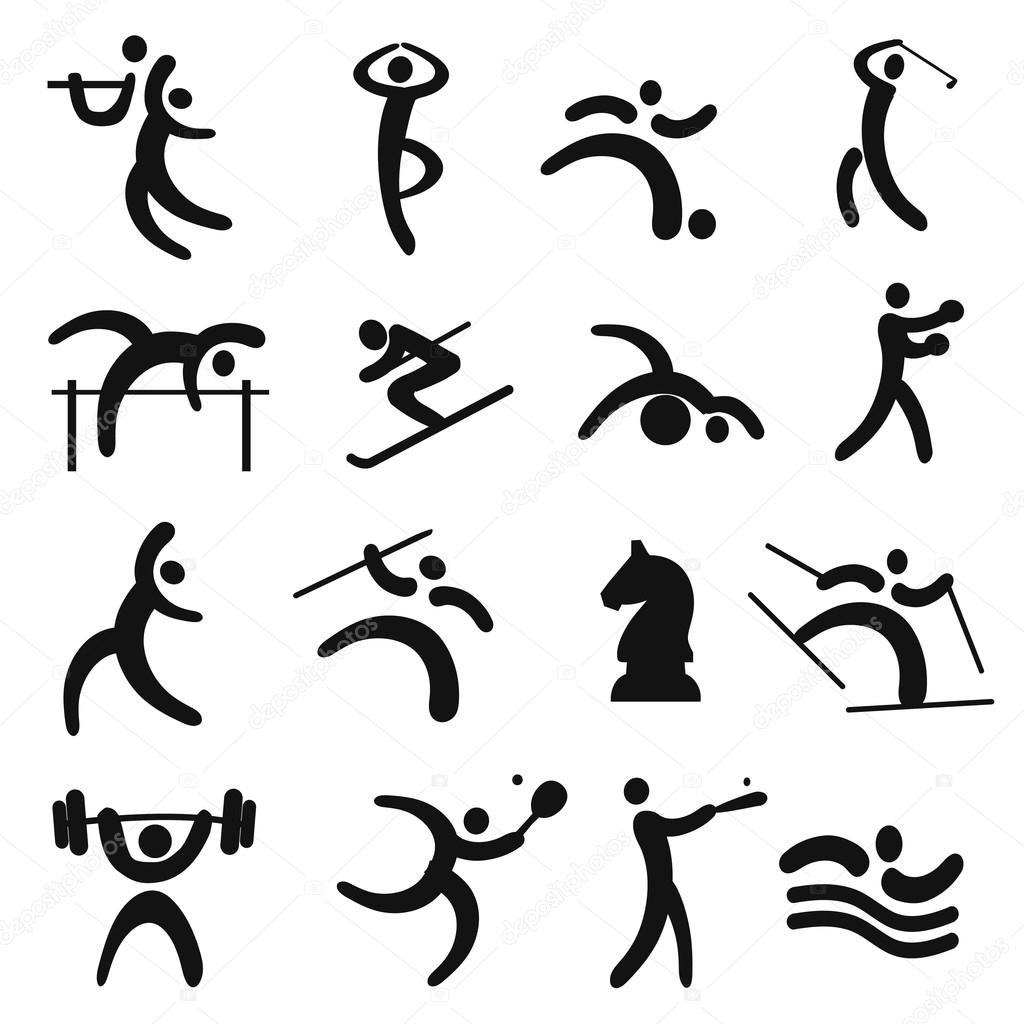 Set of black sport icons.