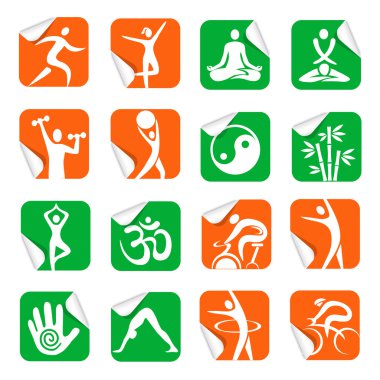 Yoga spa fitness simgeleri ile sopa