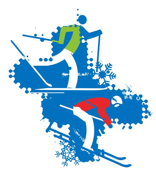 Skifahrer im Grunge-Hintergrund — Stockvektor