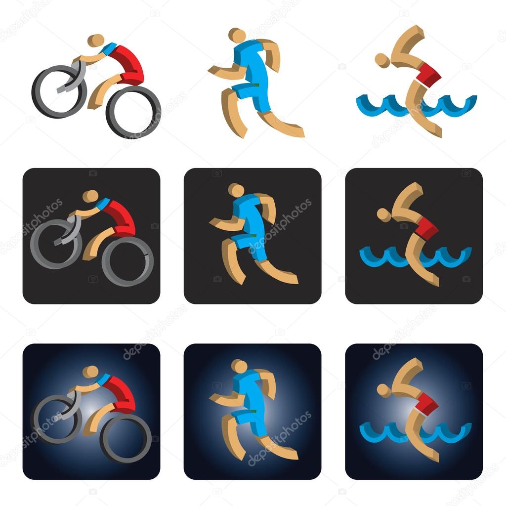Three dimensional Triathlon icons.