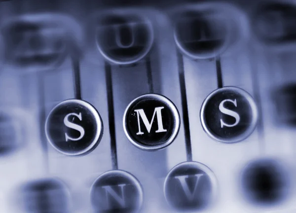 SMS message shortcut on the Vintage Typewriter — Stock Photo, Image