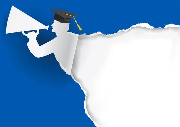 Paper Graduate with megaphone Stock Illustration
