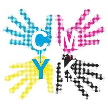 El izleri CMYK baskı renkler