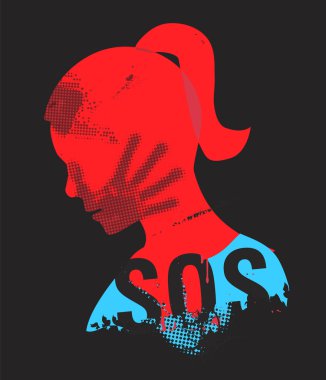 SOS Violence against woman. clipart
