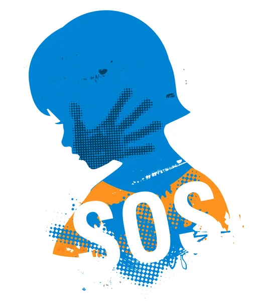 SOS Violencia contra los niños — Archivo Imágenes Vectoriales