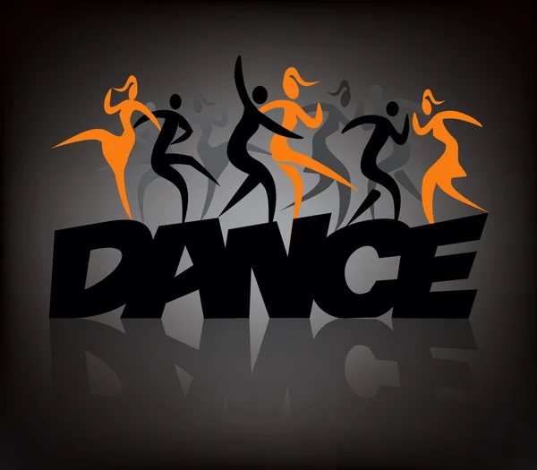 Word dance wih dancers. — Stock Vector