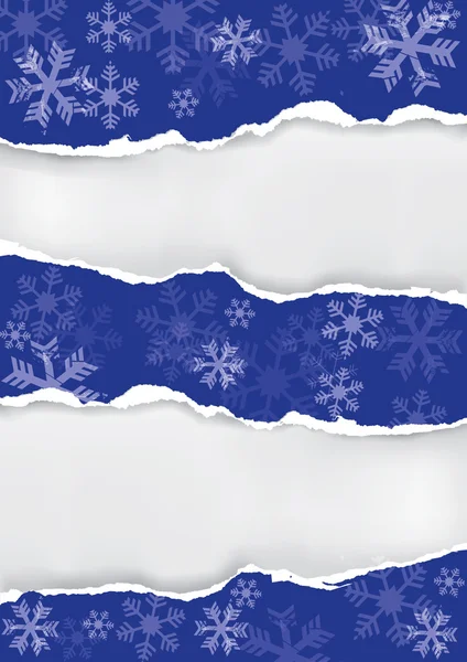 Blauer weihnachtlicher Hintergrund mit zerrissenem Papier — Stockvektor