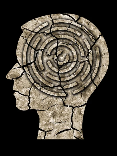 Human head silhouette cracked earth. — Stock Photo, Image