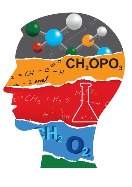 Silueta de cabeza de estudiante de química . — Archivo Imágenes Vectoriales