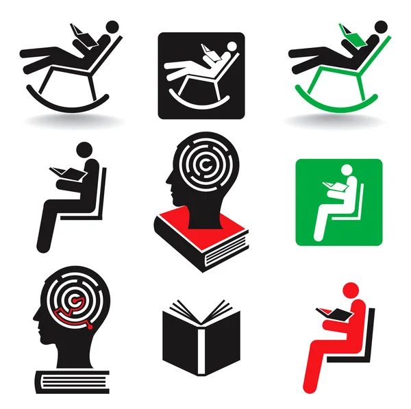 Iconos de libro de lector . — Vector de stock