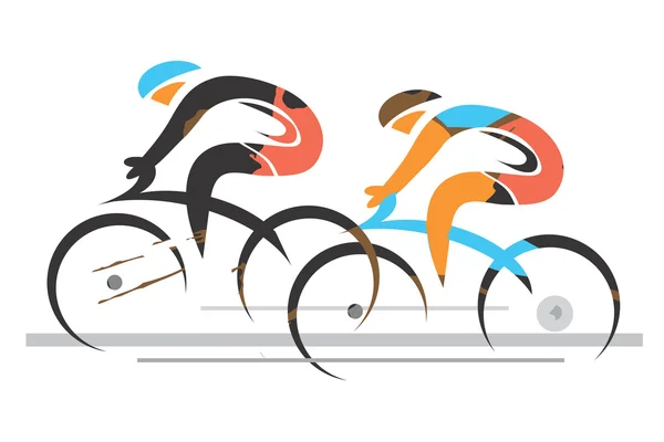 Dos ciclistas deportivos competidores — Vector de stock