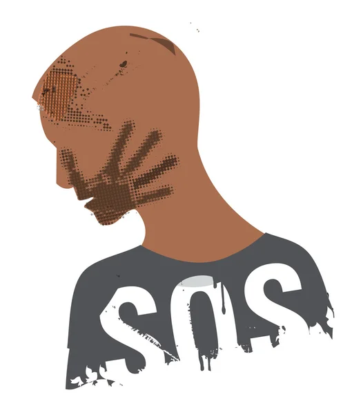 SOS våld ung man — Stock vektor