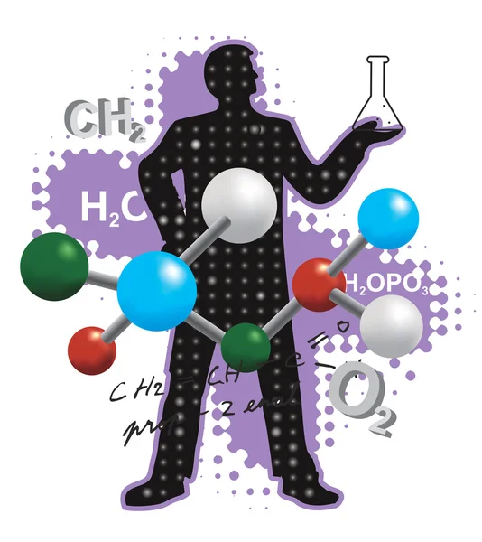 Kimyager ve kimya sembolleri. — Stok Vektör