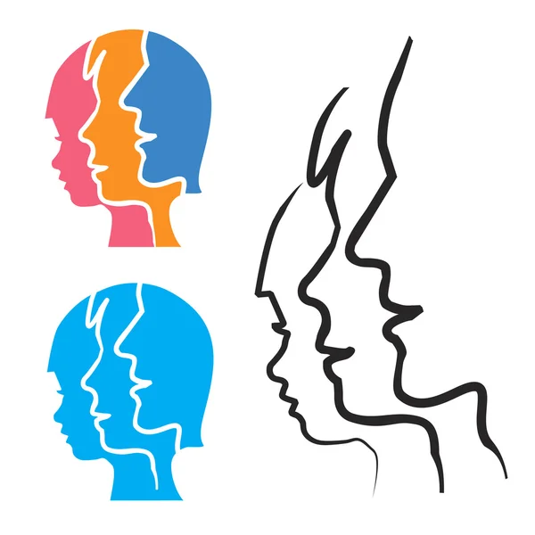 Parenting stylized head silhouettes. — Stock Vector