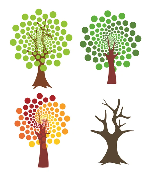 4 つの抽象的な木. — ストックベクタ