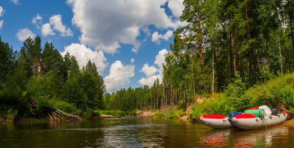 Vacation on the forest river. Maliy Kundish river, Mari El republic, Russia