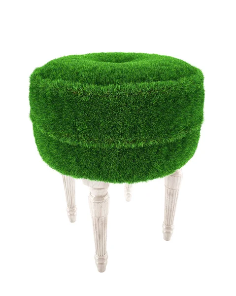 Padded stool from a grass with wooden legs — Stock Photo, Image