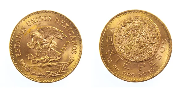 Golden Mexican coin — Stock Photo, Image