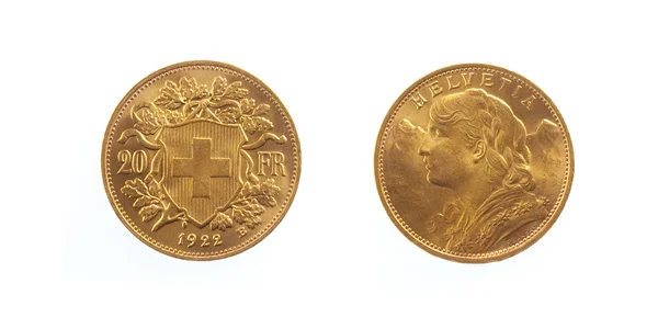 Golden Swiss Franc Helvetia — Stock Photo, Image