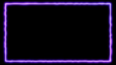 Mor ışıldayan lazer çerçeve kenarı ve koyu arkaplan üzerinde akan enerji ışığı etkisi. Kusursuz döngü hareketi dijital ekran için modern fütürist tasarım yaratıyor