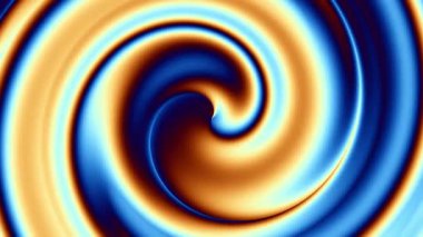 Hipnotik spiral hareketler oluşturan turuncu ve mavi tonlarda girdaplı değişken animasyon. Hareket enerjisini ve yaratıcı akışı sembolize eden sürekli dönüş döngüsü