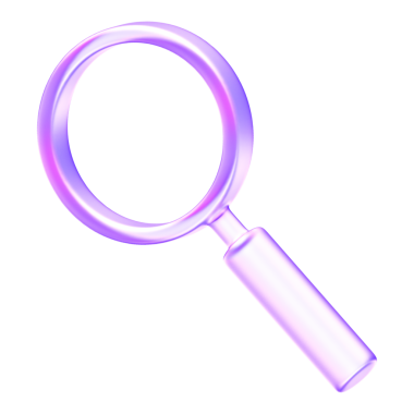 Pırıl pırıl cam şeklindeki 3 boyutlu şeffaf büyüteç. Modern dijital arayüz içindeki arama ve keşif işlevleri için ideal