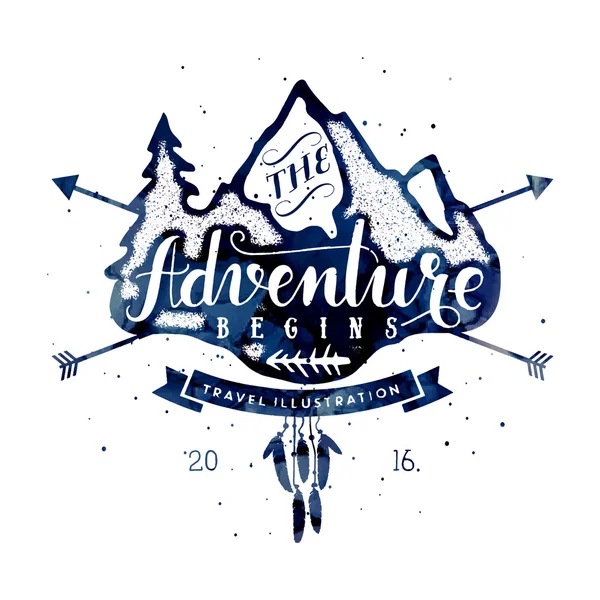 Lettrage aventure montagne — Image vectorielle