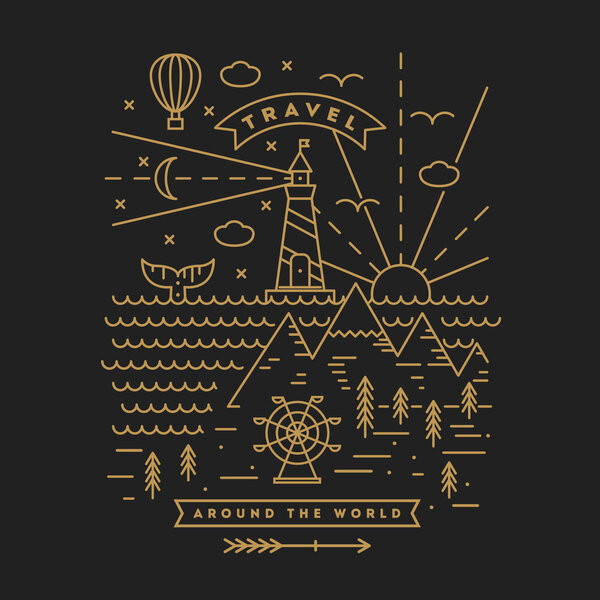 Travel flat line art illustration