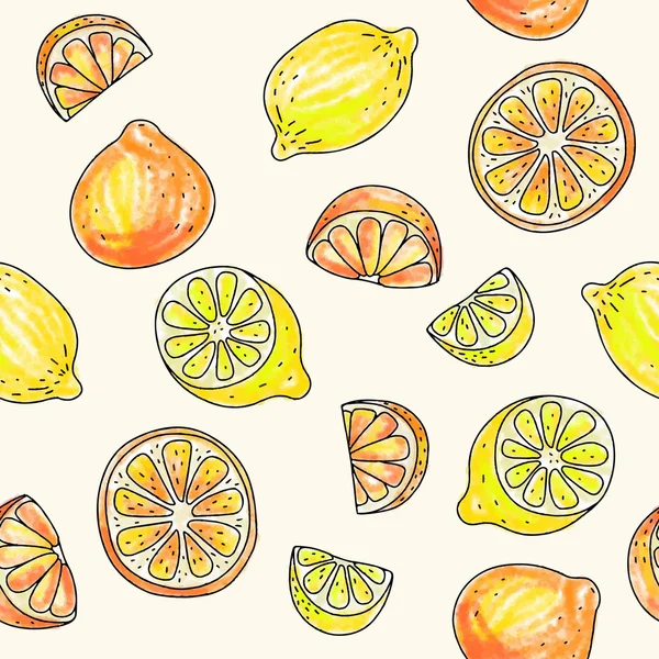 柠檬和橙无缝模式 — 图库矢量图片