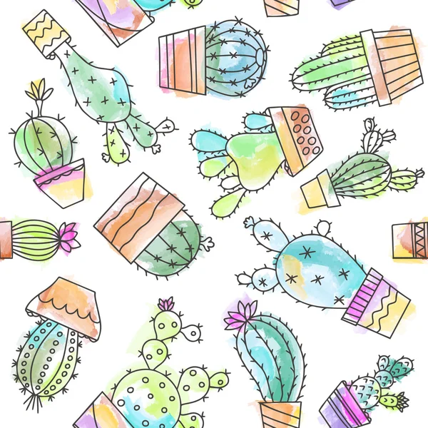 Illustration sans couture de cactus — Image vectorielle