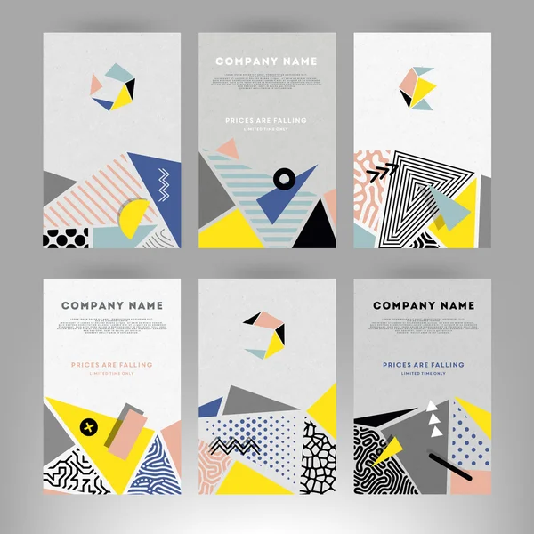 幾何学図形を創造的なカードのセット — ストックベクタ