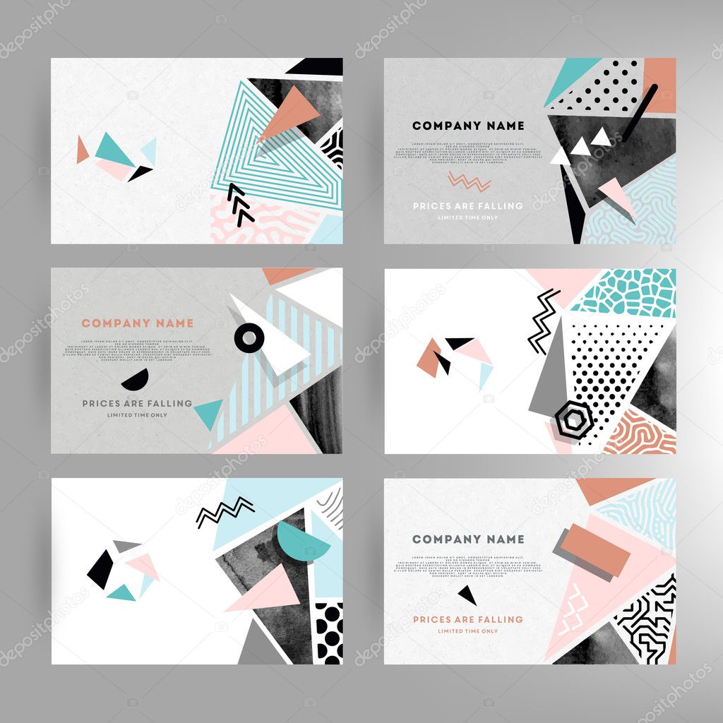 Set of creative cards with geometric shapes