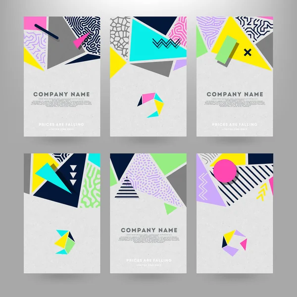 Set di carte creative con forme geometriche — Vettoriale Stock