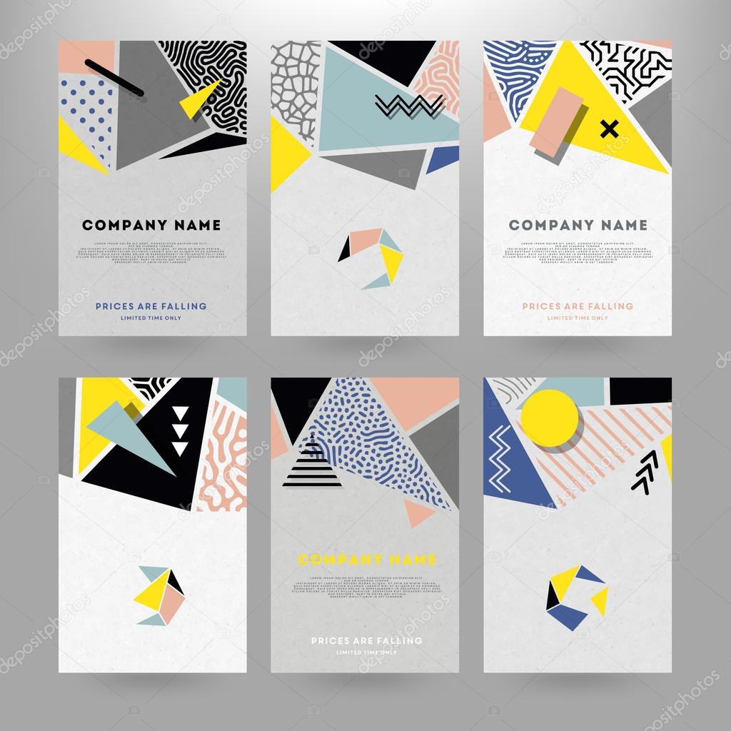 Set of creative cards with geometric shapes