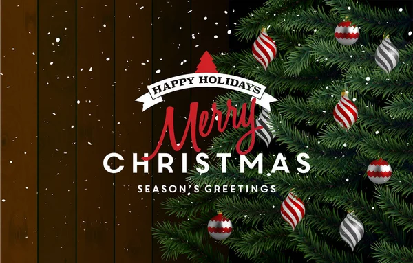 現実的なクリスマスツリーの枝とクリスマスグリーティングカード 美しいクリスマスの背景 — ストックベクタ