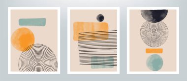 Kapak tasarımı veya duvar dekorasyonu için yaratıcı vektör minimalist el boyaması çizimleri.