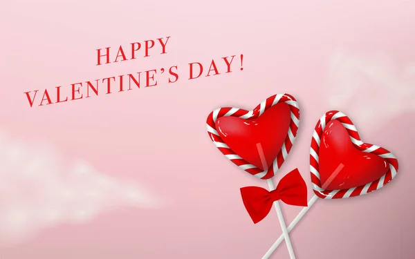 Tarjeta Felicitación Del Día San Valentín Del Vector Con Corazones — Vector de stock